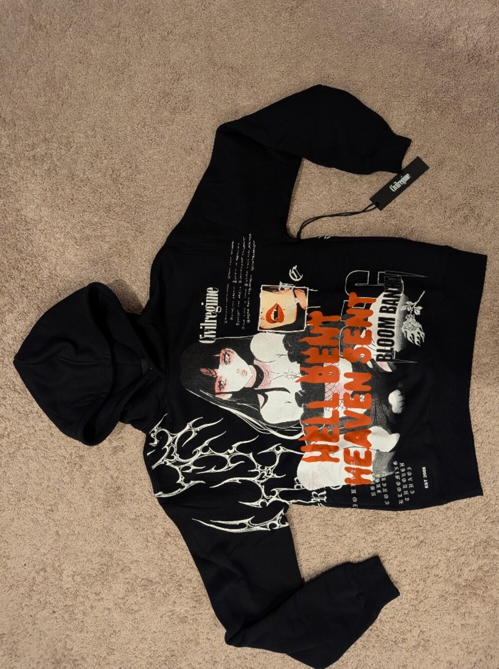 Civil Regime Bloom Bankai Temptress Chaos Hoodie Black S NWT
